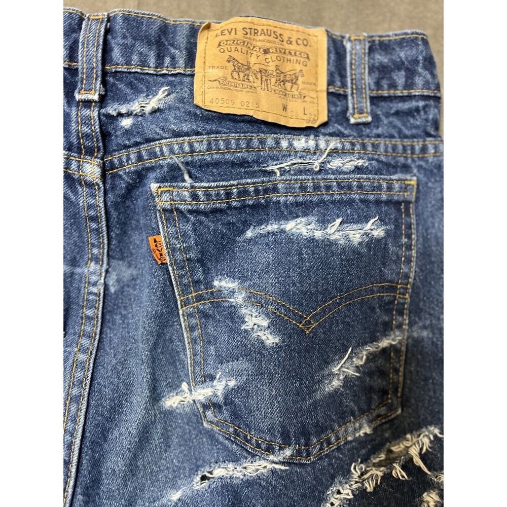 Levi's 40509-0215‎ 36x32 Men's Jeans Orange Tab Blue Medium Wash 80's Destroyed - Picture 7 of 9